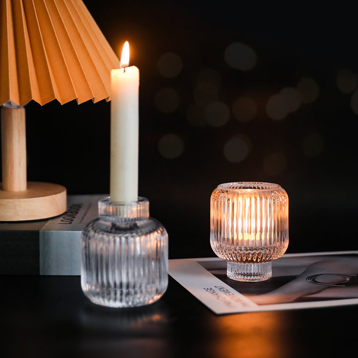 Double-headed glass candle holder, European style