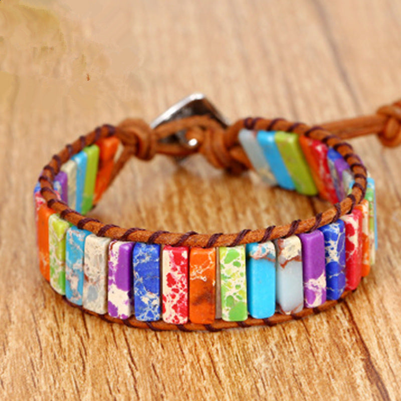 Wrap bracelet made of natural stones