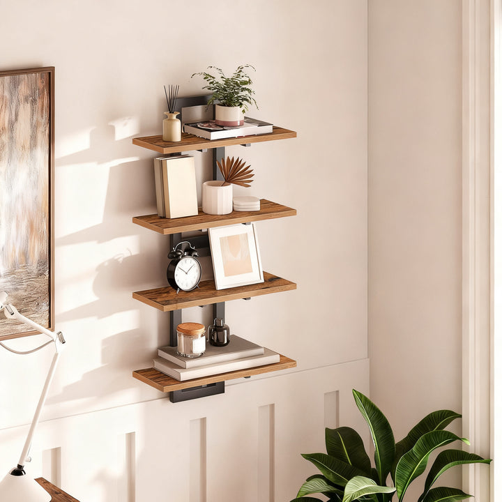 Wall shelf made of steel, floating design
