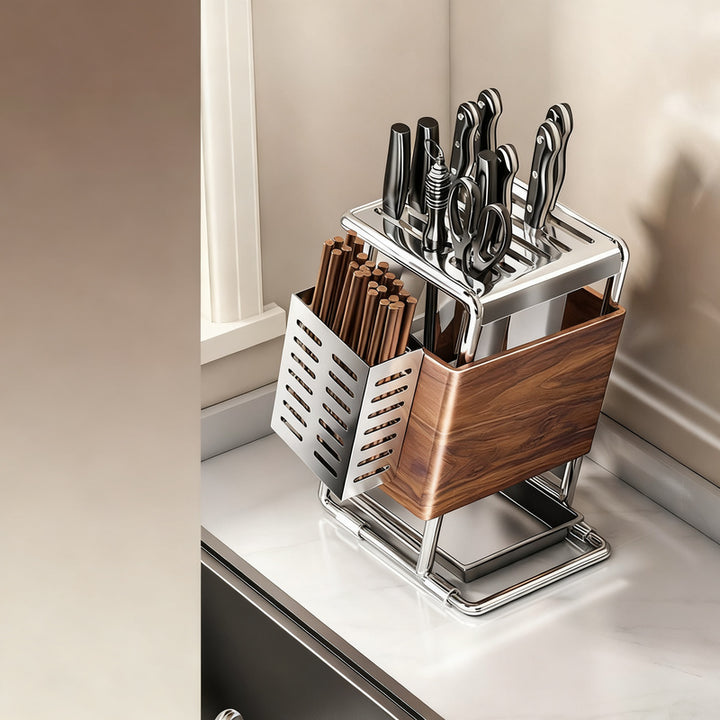 Multifunctional knife holder with wood look