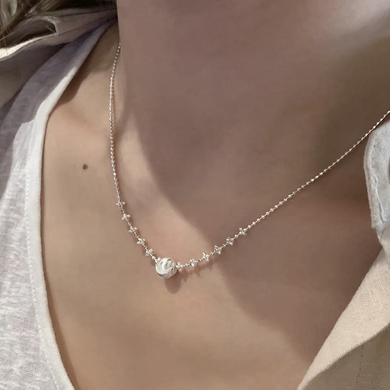 Pearl necklace with silver clasp, pearls 4–12 mm