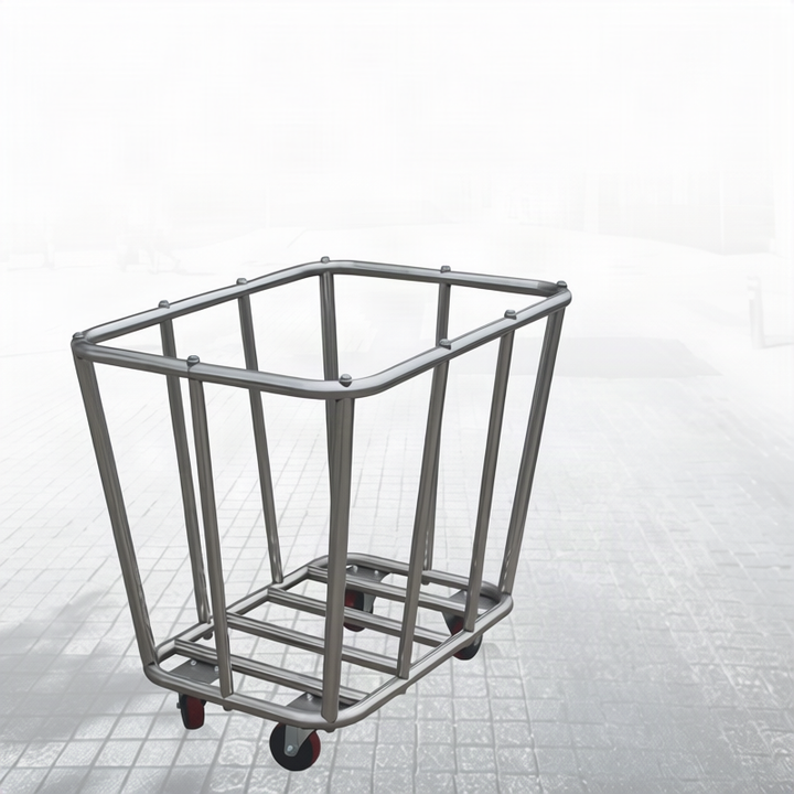 Stainless steel laundry cart with wheels