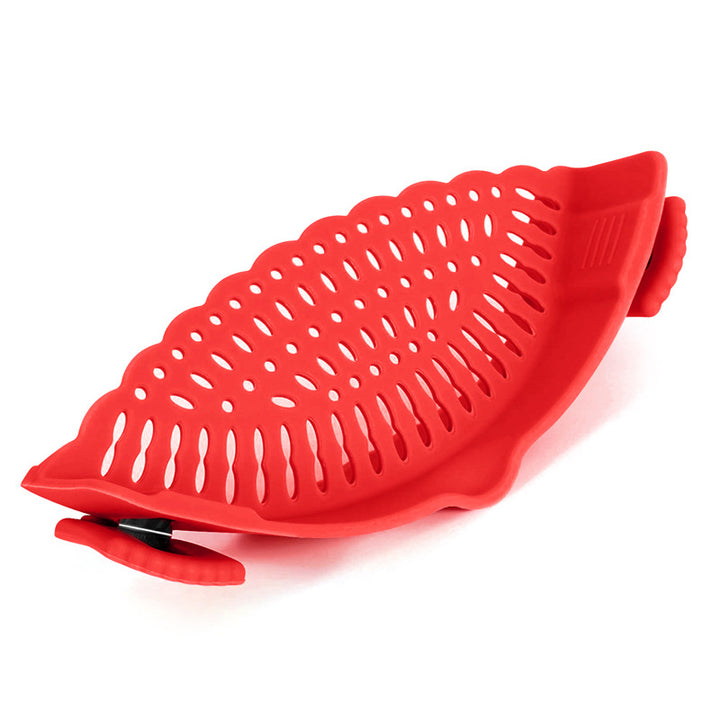 Silicone sieve for clamping onto pot edge