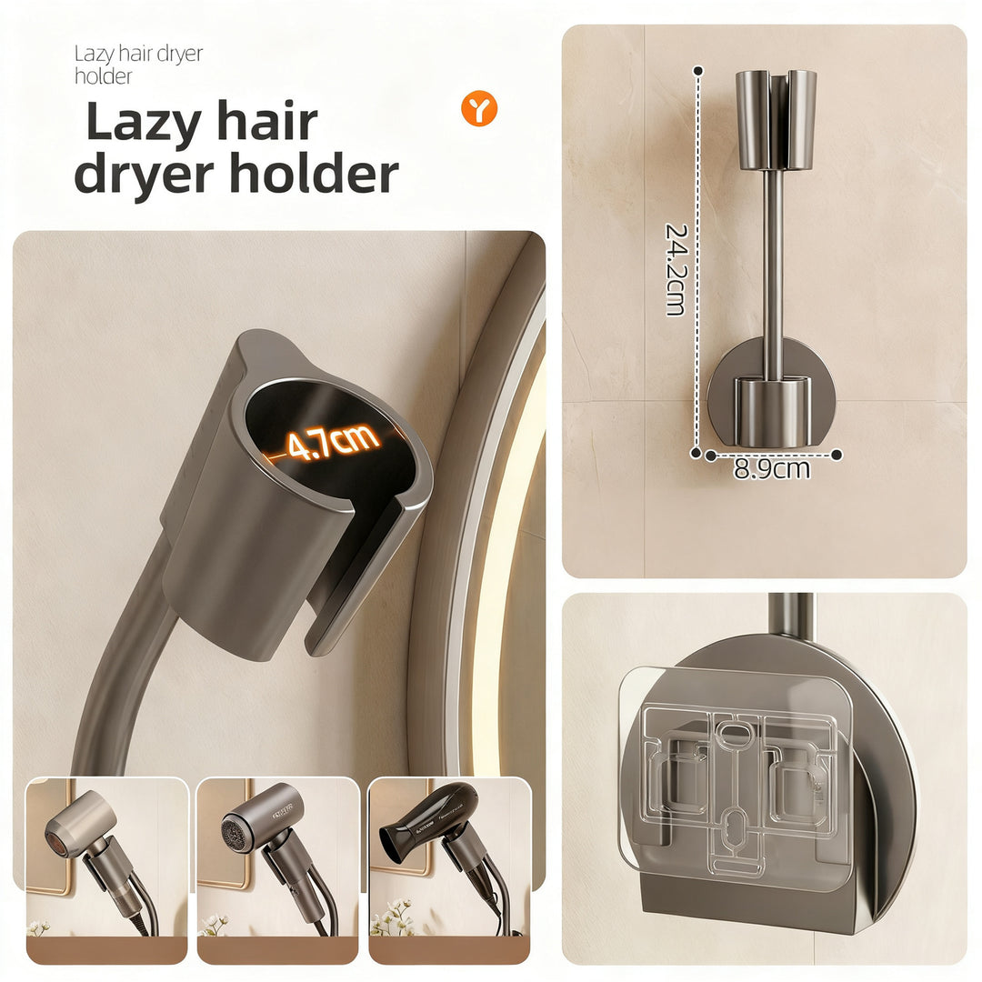 Wall mount for hair dryer, ABS, without drilling