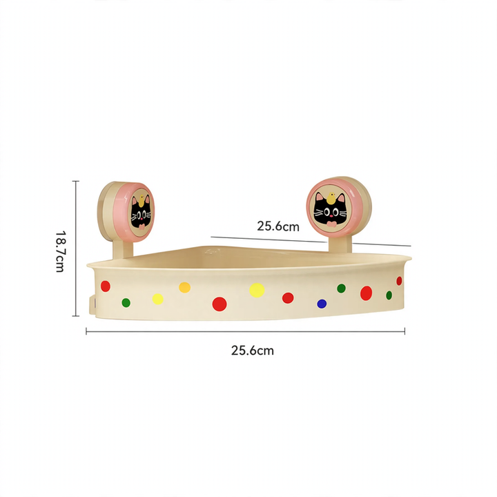 Triangle shelf with suction cup, wall-mounted