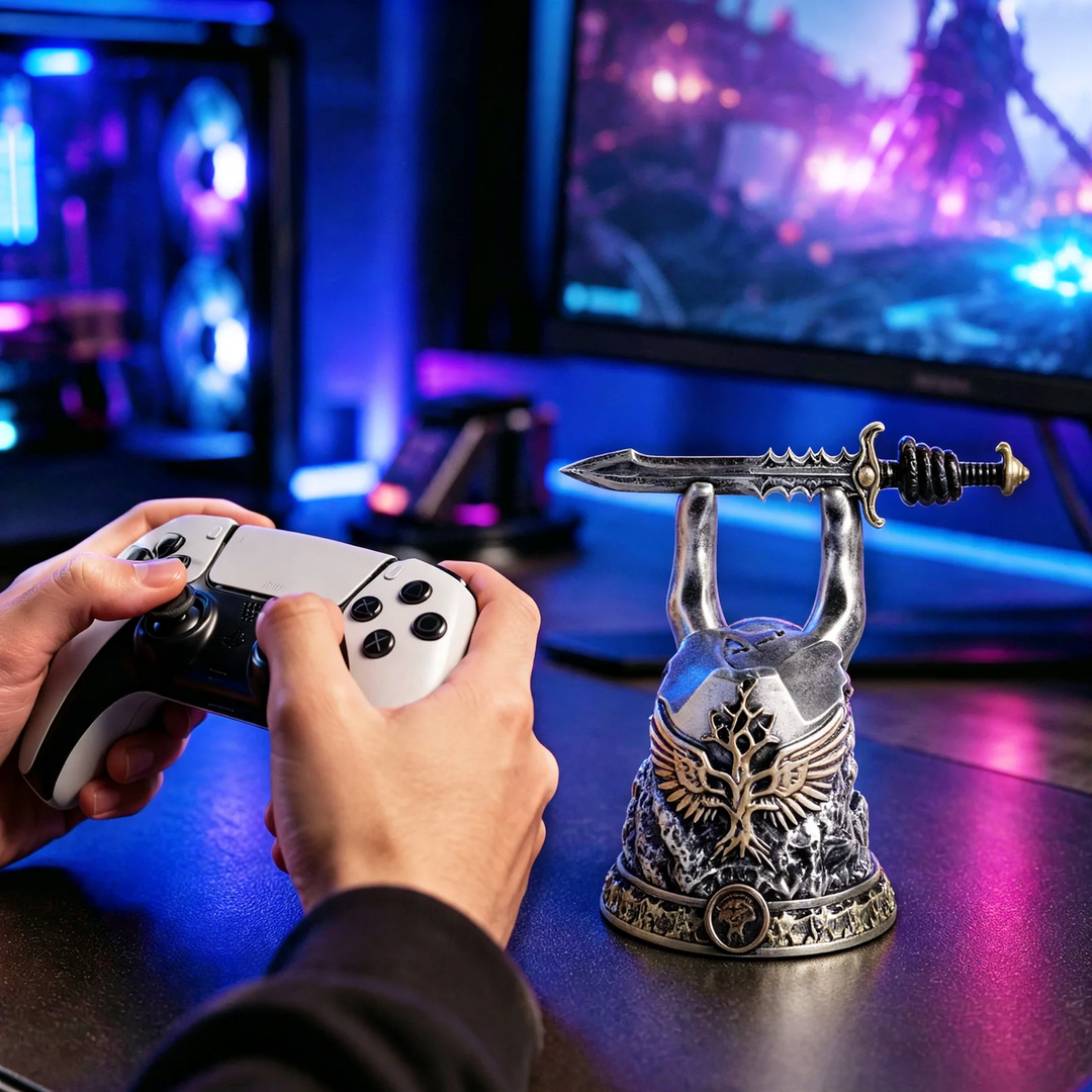 Game controller stand, hand-painted resin figure