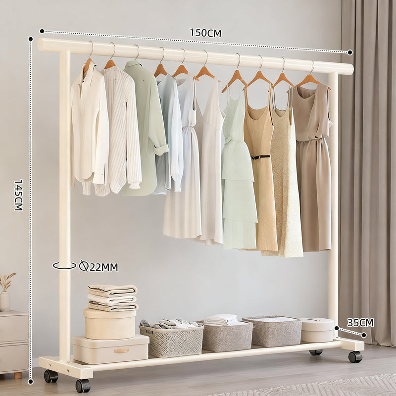 Standard clothing rack made of carbon steel, mobile