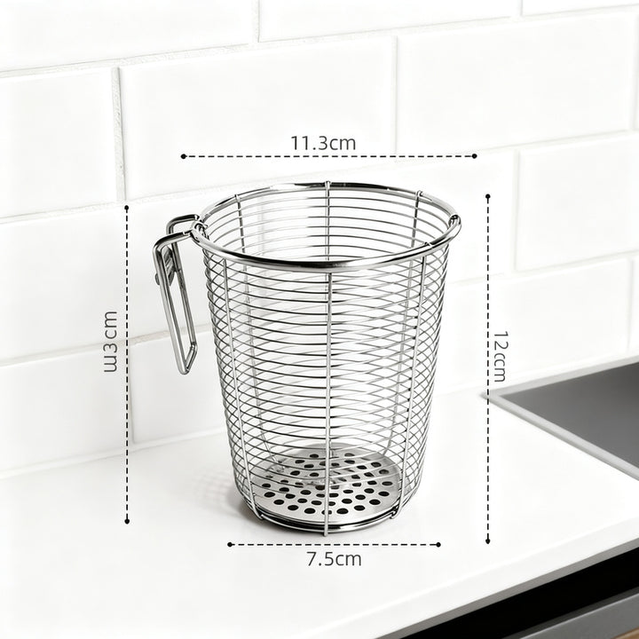 Stainless steel chopstick holder with drainage, wall-mounted