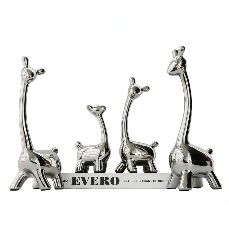 Ceramic deer decorative figure with silver electrolysis
