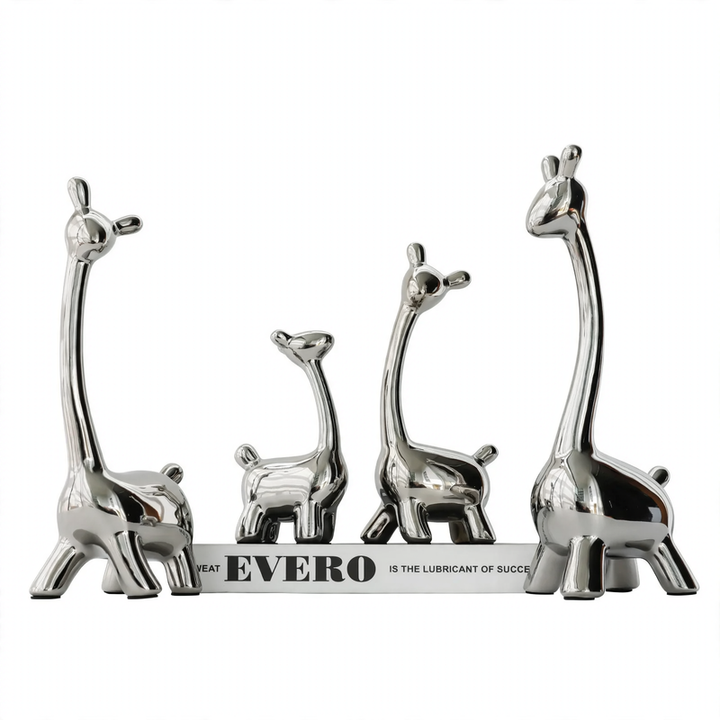 Ceramic deer decorative figure with silver electrolysis
