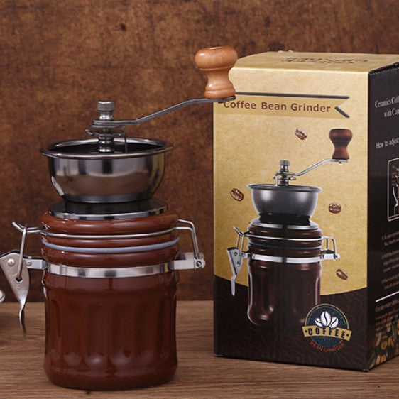 Hand coffee grinder with CNC grinding mechanism and brush
