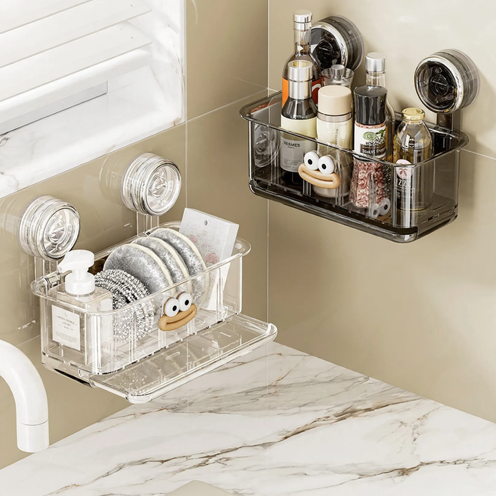 Wall shelf for kitchen with suction cup, no drilling