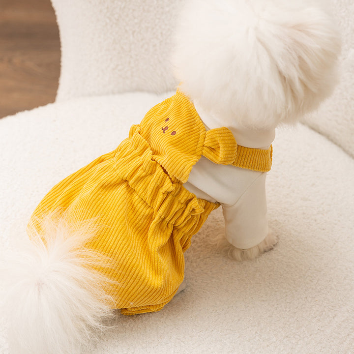 Dog overall with bib pants made of corduroy