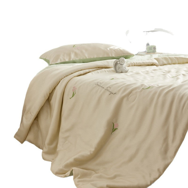Bedding set made of lyocell-cotton with floral embroidery