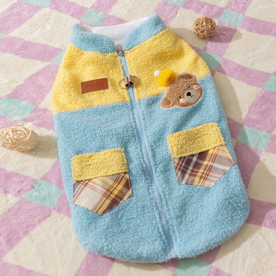 Dog Hoodie Fleece, Contrasting Colors, Two-Arm
