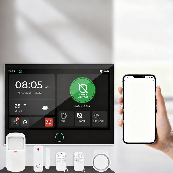 Alarm system with 7-inch touch screen, WiFi+4G