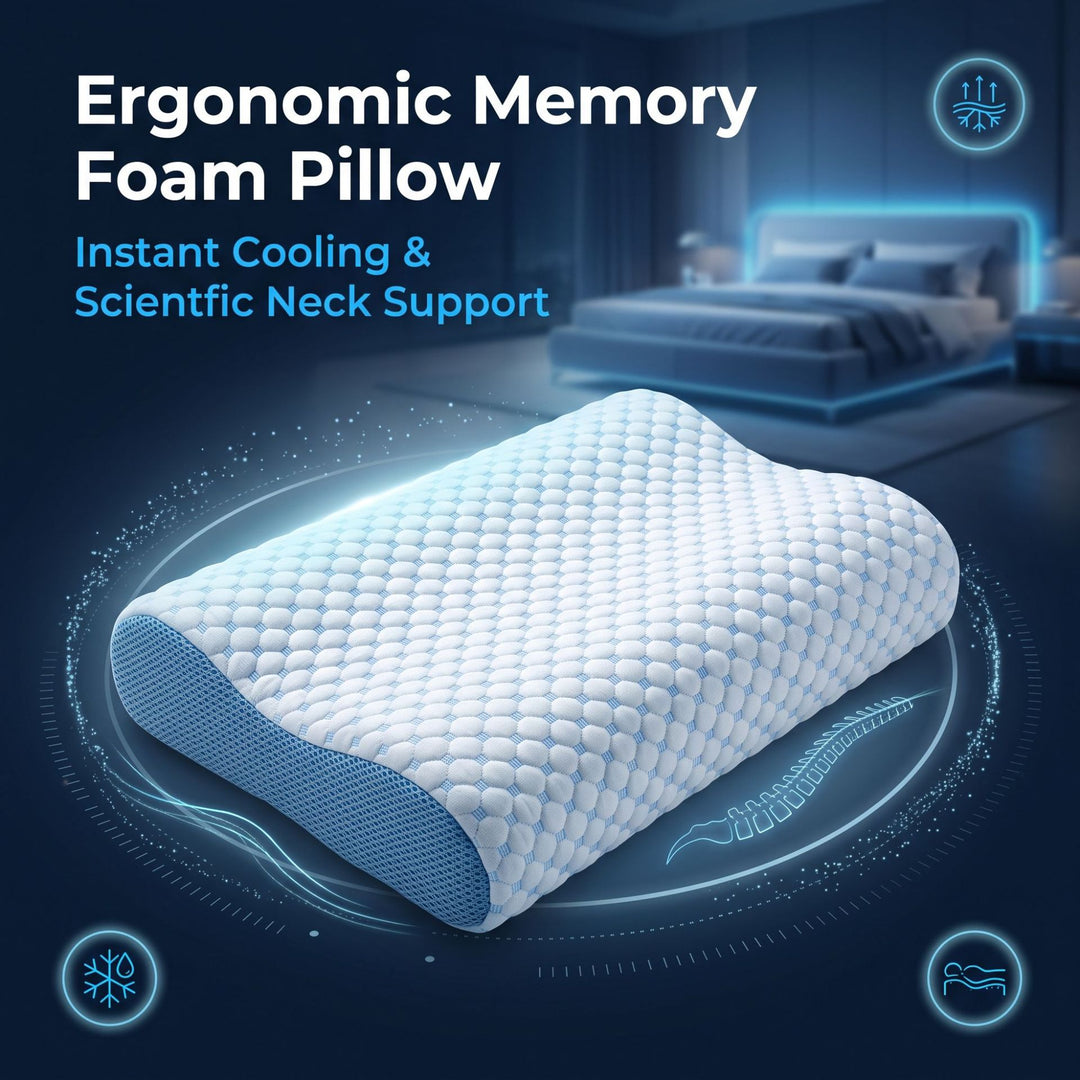 Flat neck pillow made of memory foam, wave profile