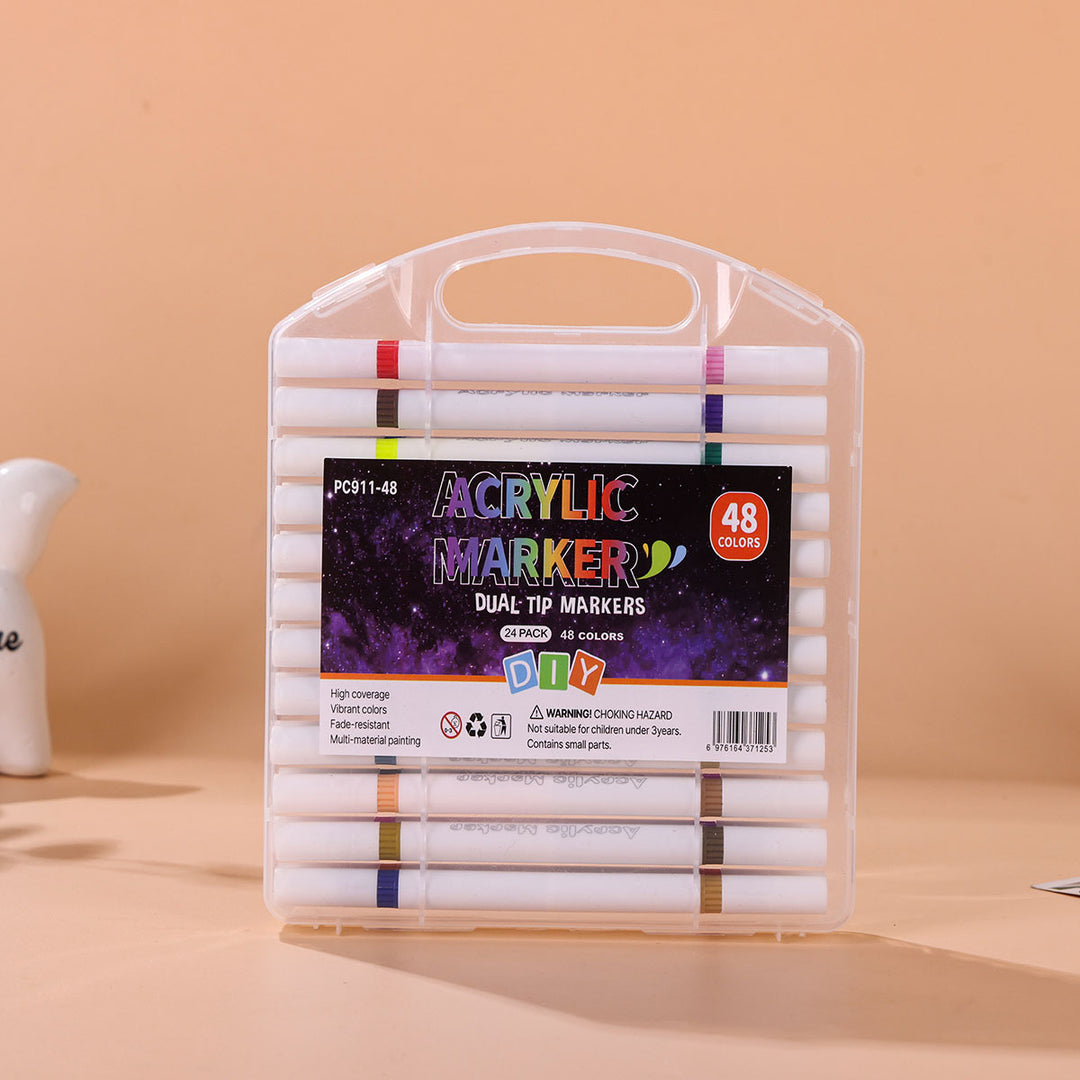 Acrylic Marker Set, 12–48 Colors, PVC Pen
