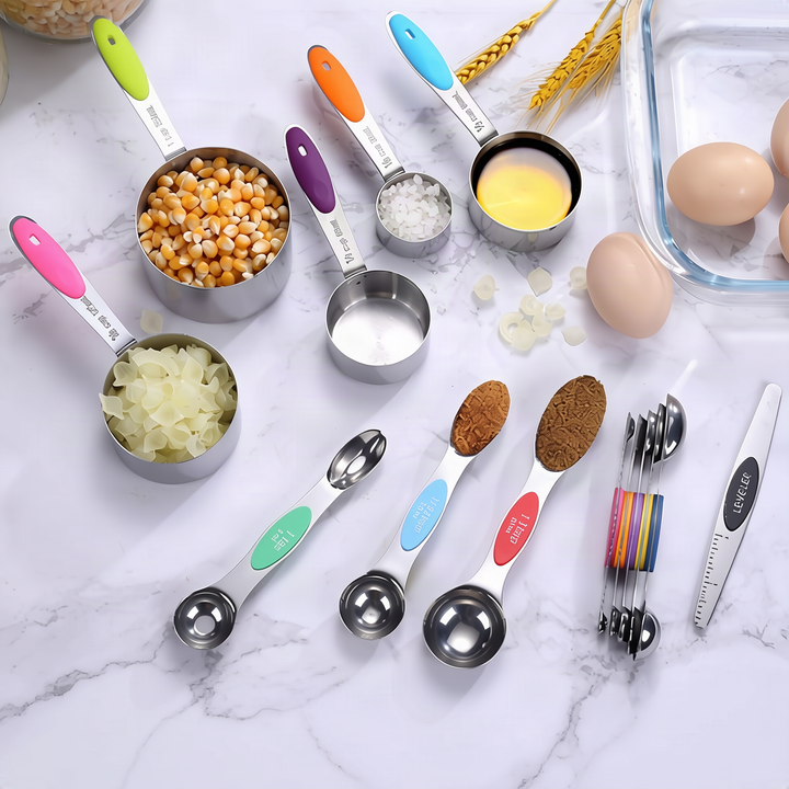 Stainless steel measuring spoon and cup set, 6-piece