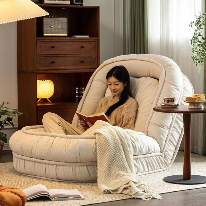 Cord fabric folding sofa, single seat