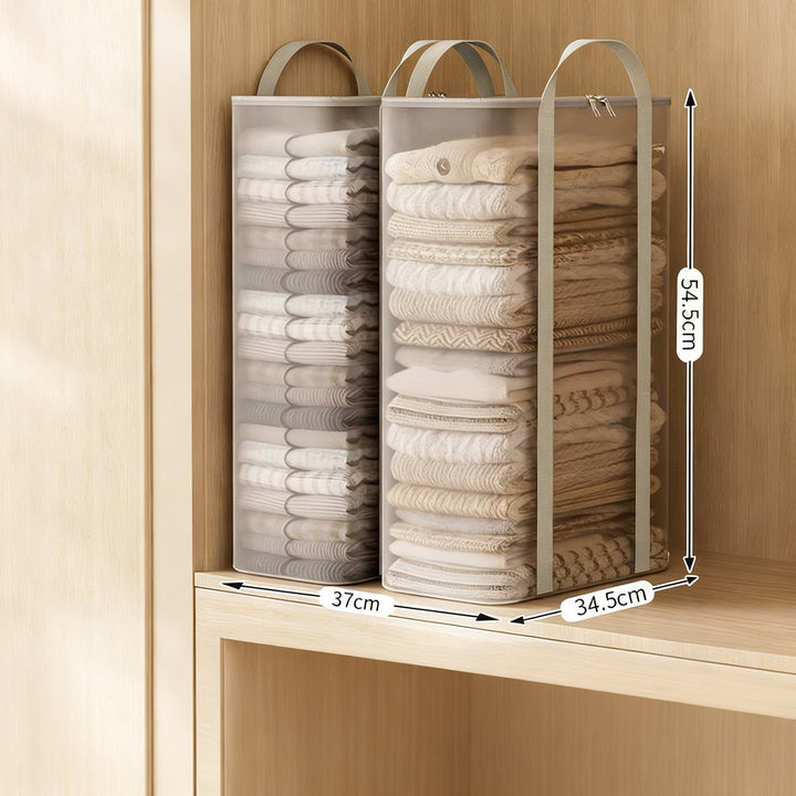 Transparent storage bag for clothing and bedding