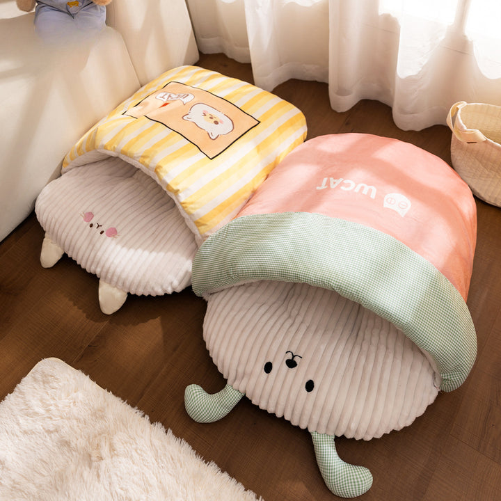 Cat sleeping bag with bear design, warming