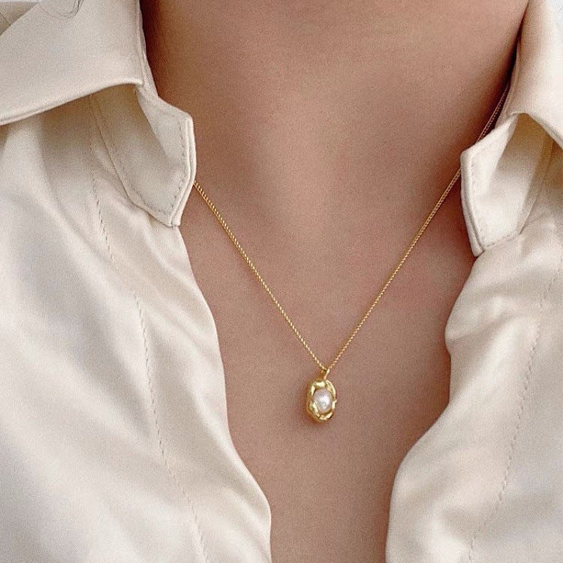 Pearl necklace with silver clasp, pearls 4–12 mm