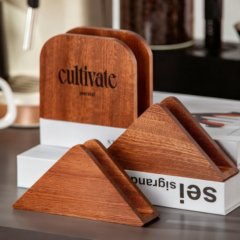 Wooden paper roll holder, multiple shapes