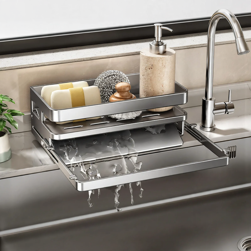 Kitchen shelf with drip grid and filter nets