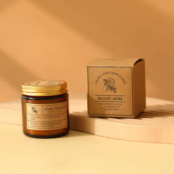 Scented candle made of soy wax in glass