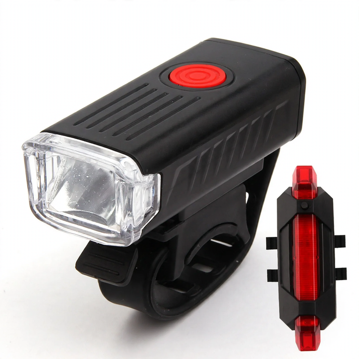 Bicycle light set with front and rear light