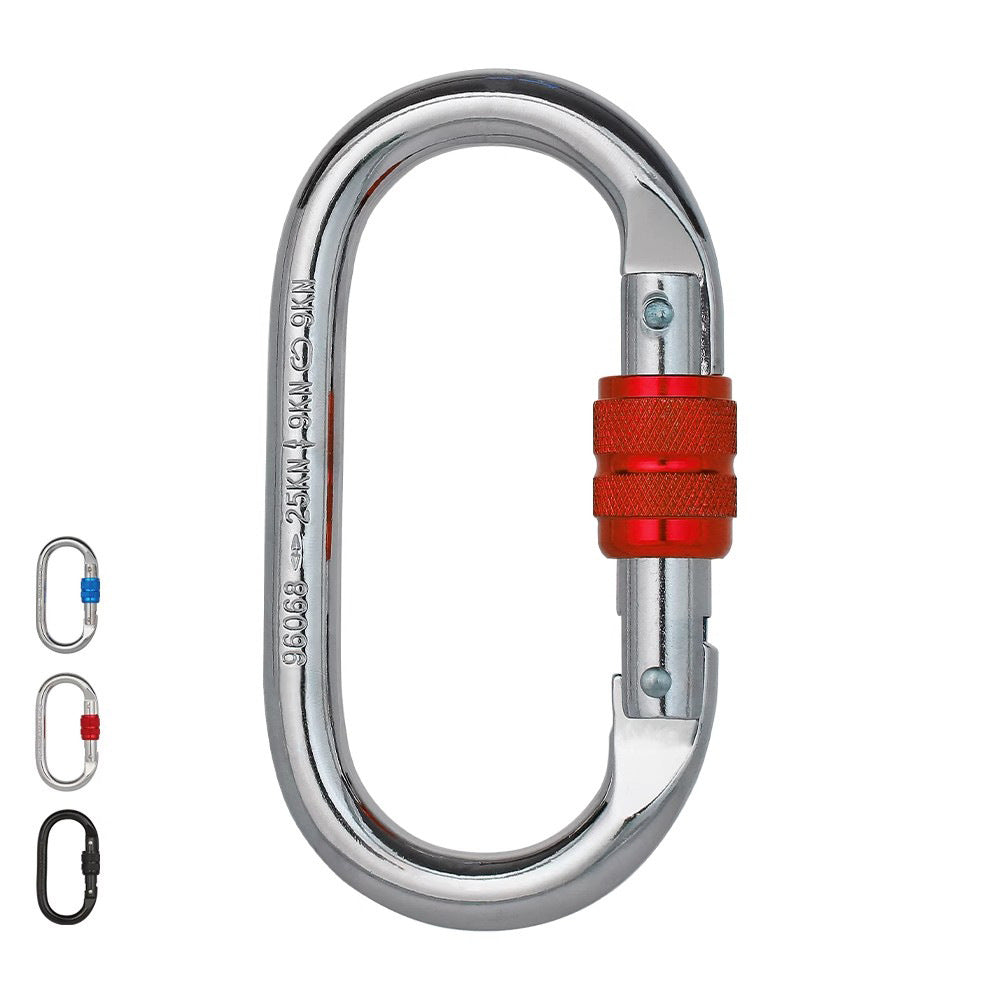 Steel carabiner for climbing, 25 KN