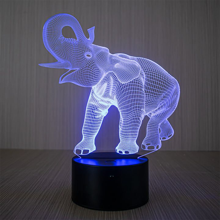 3D-LED-Night Light Elephant with Remote Control