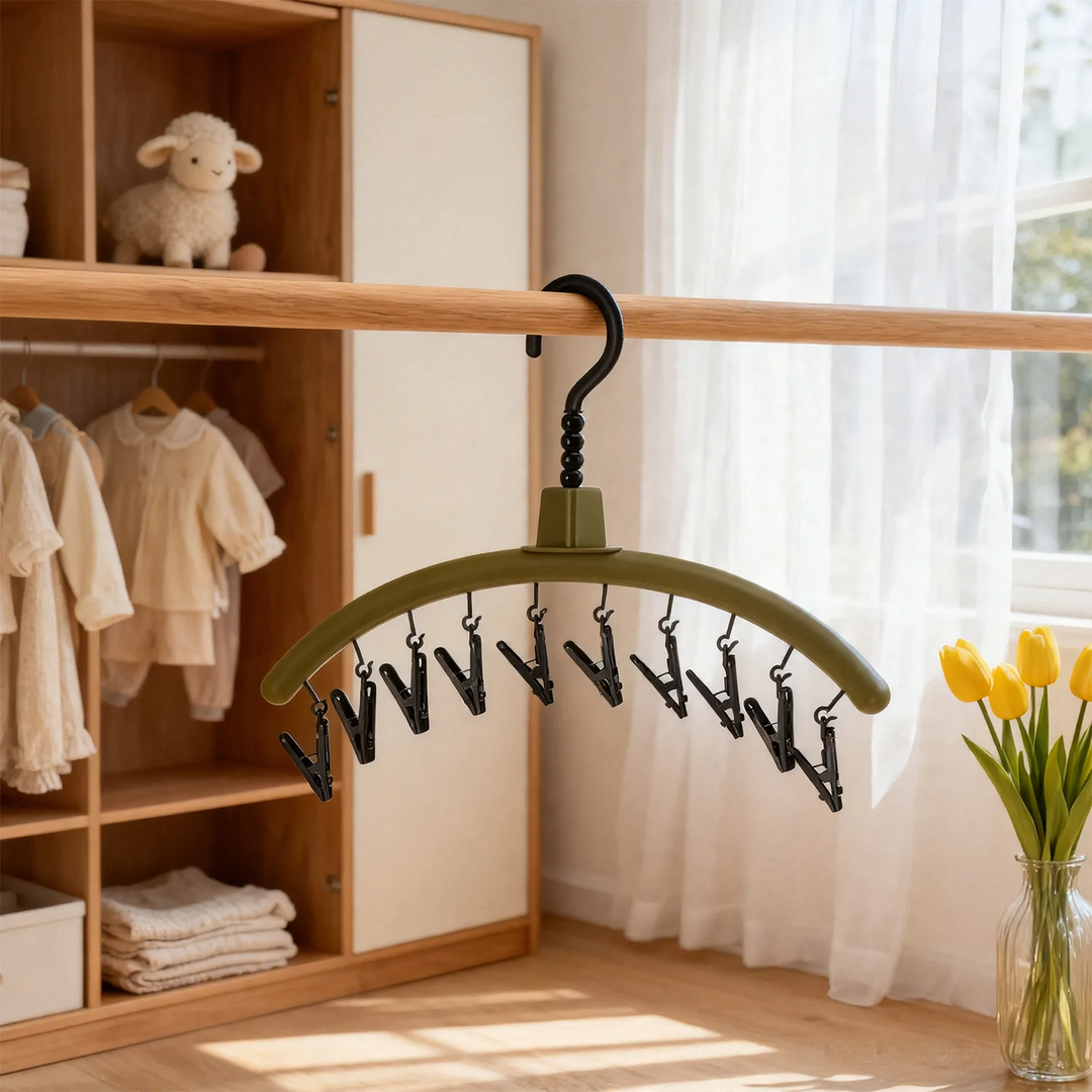 Cartoon drying rack with clips, multiple positions