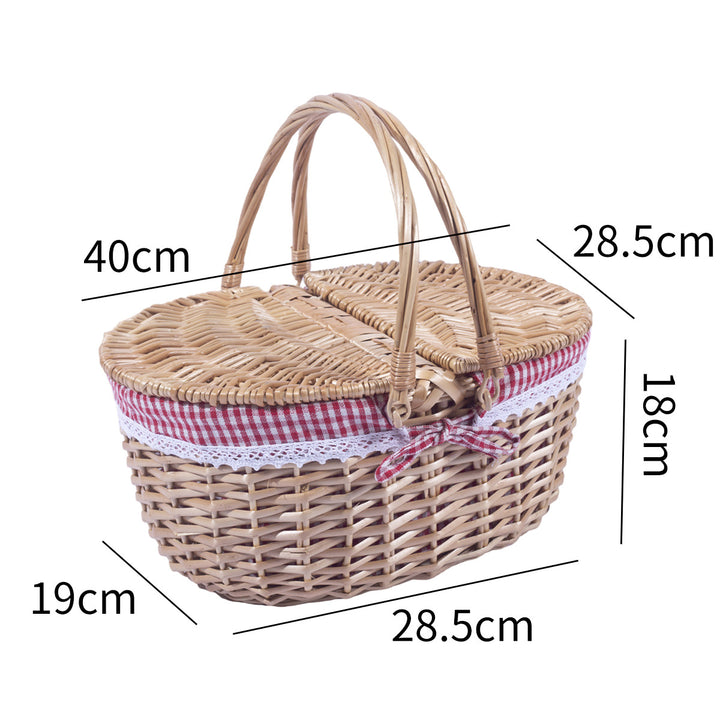 Willow basket with handle and lid
