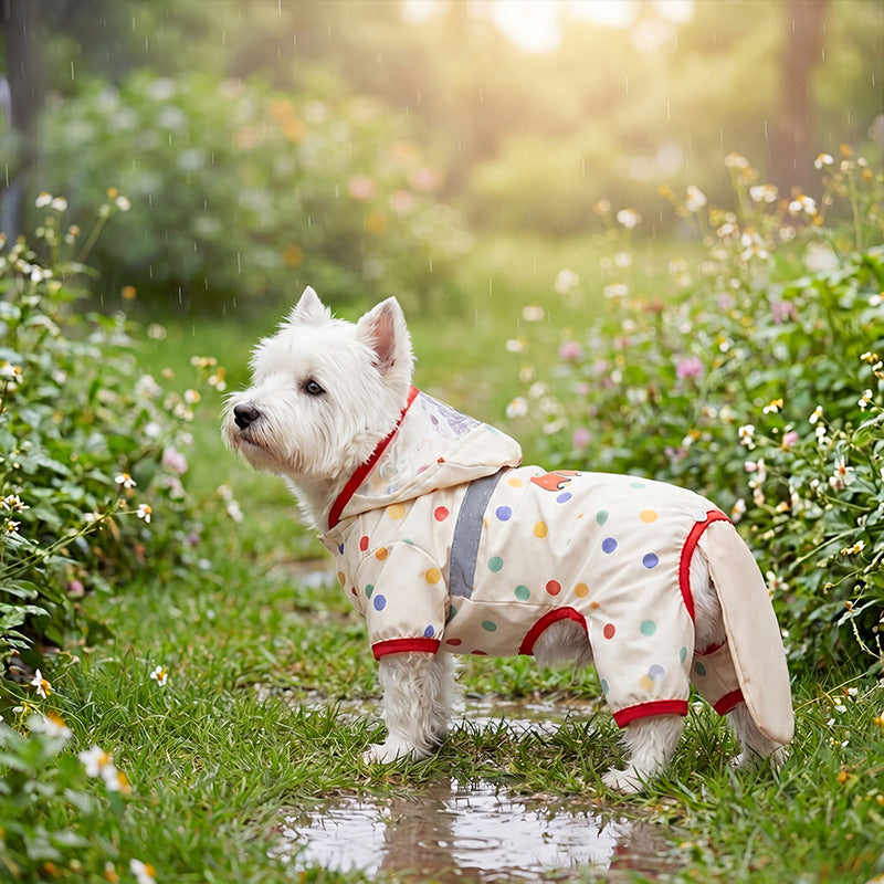 Dog rain jacket with bear motif, four-legged