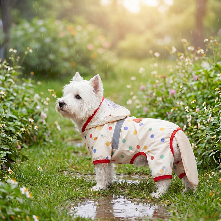 Dog rain jacket with bear motif, four-legged