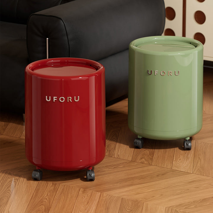 Trash can with lid and wheels, 12 L, plastic