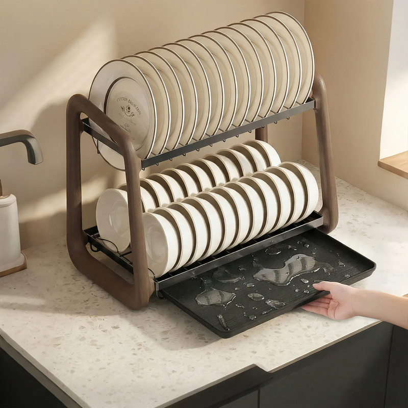 Plastic drying rack with catch tray
