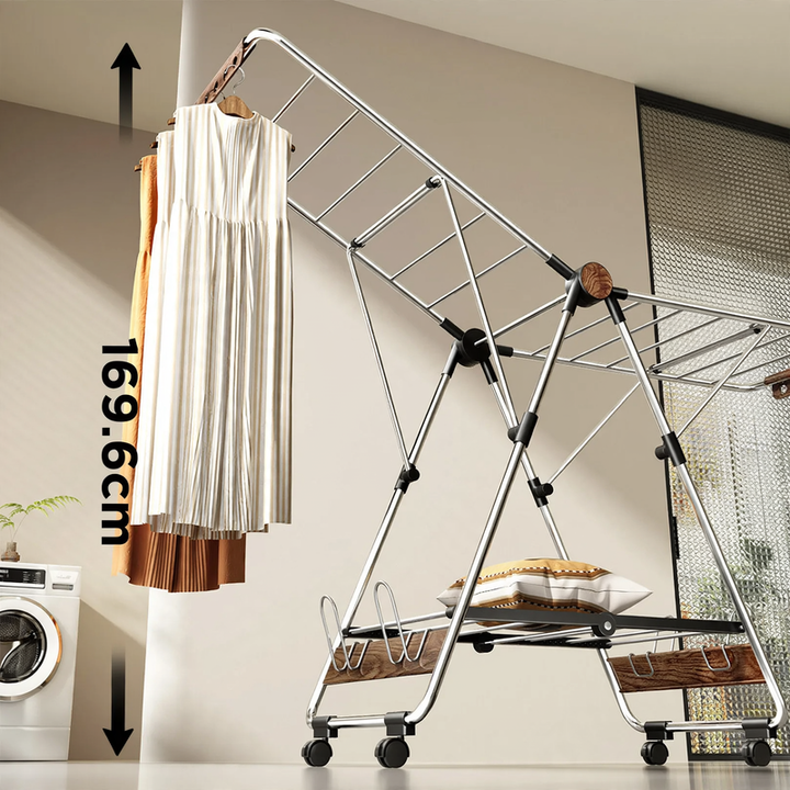 Stainless steel clothes drying rack, foldable, standing model
