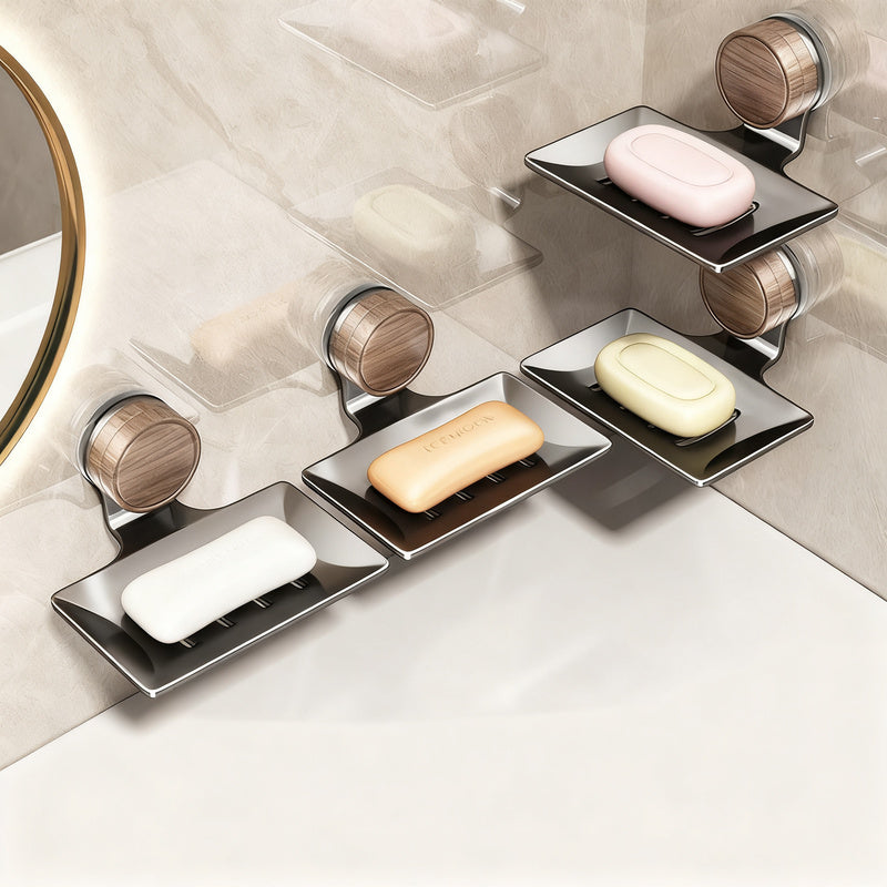 Double-layer soap dish with suction cup