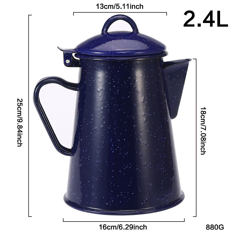 Enamel jug with handle, Blue design