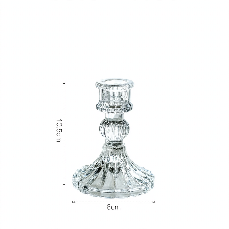 Glass candle holders in various shapes
