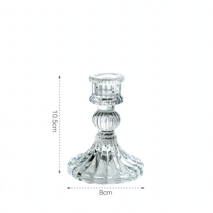 Glass candle holders in various shapes