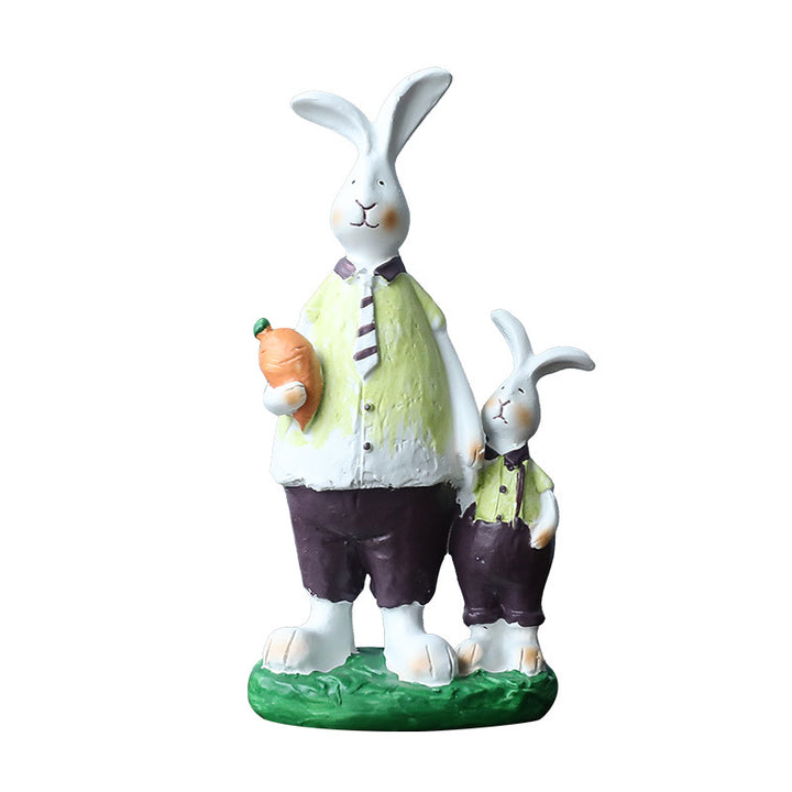 Pair of Rabbit Decorative Figurine made of Natural Resin