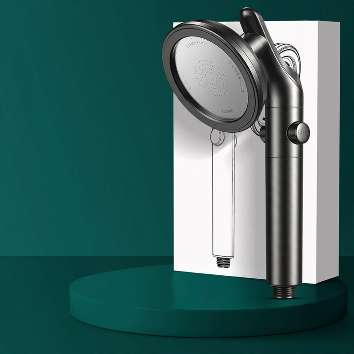 Shower head with pressure boost and swivel joint