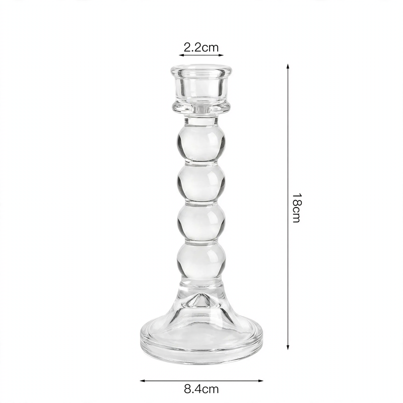 Glass candle holder with crystal cut, European style