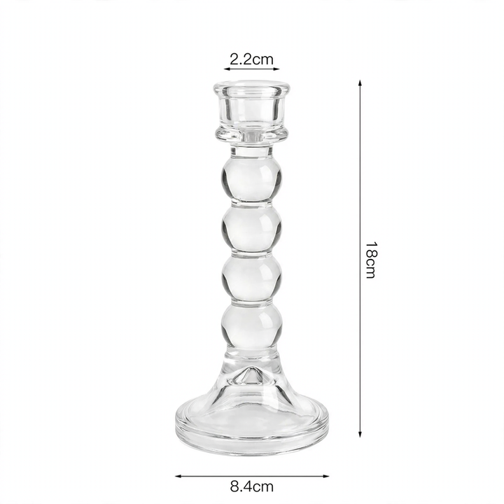 Glass candle holder with crystal cut, European style