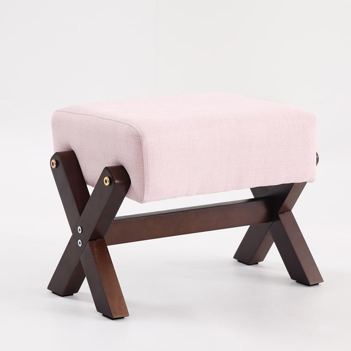 Children's footstool made of rubber wood, square