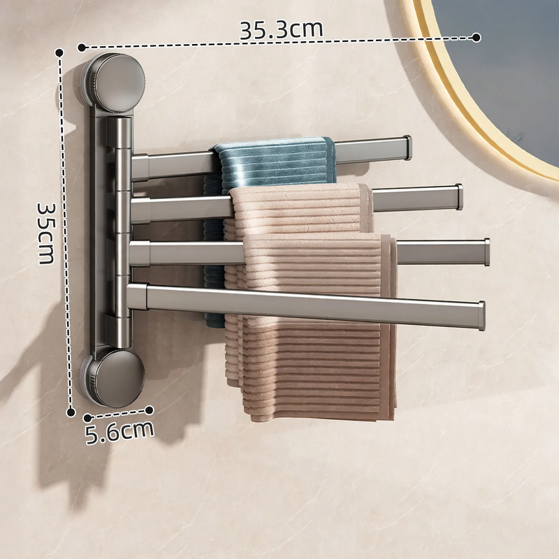 Rotatable towel holder made of aluminum, no drilling